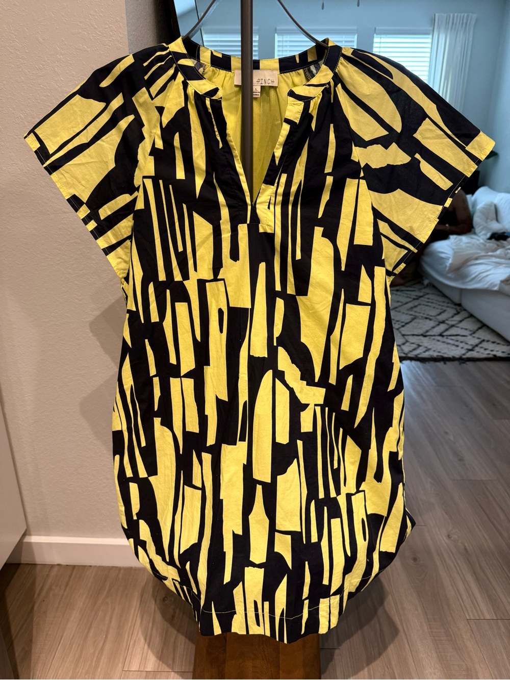 PINCH Yellow & Black Patterned Women's Tunic Dress